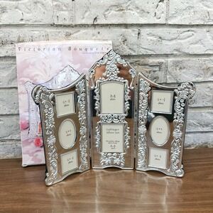 Vintage Godinger Silverplate 20th Century Baroque Tri-fold Collage Photo Frame